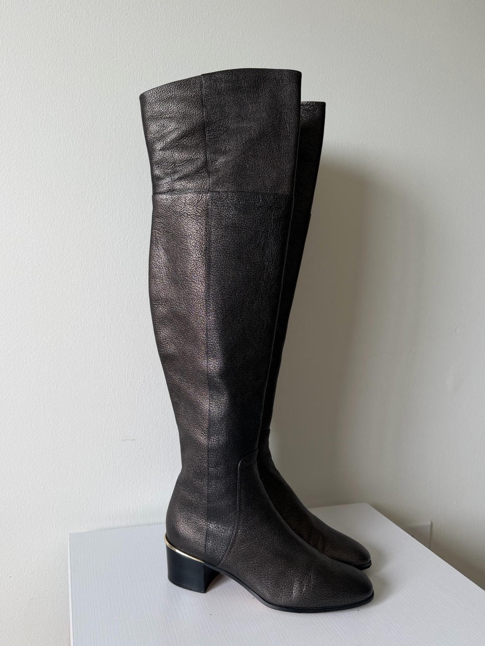 Jimmy Choo Metallic Bronze Leather Over-The-Knee Boots